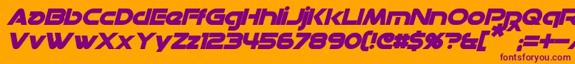 DatacronBoldItalic-Schriftart – Violette Schriften auf orangefarbenem Hintergrund
