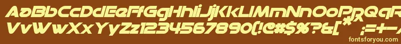 DatacronBoldItalic-fontti – keltaiset fontit ruskealla taustalla