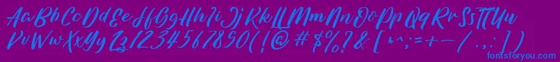 フォントAzkasiaDemo – 紫色の背景に青い文字
