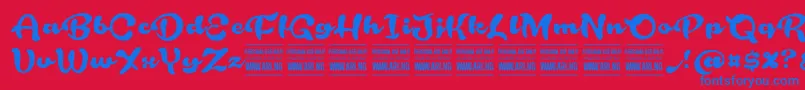 RoughrakooninPersonal Font – Blue Fonts on Red Background