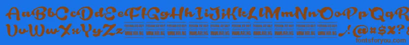 RoughrakooninPersonal Font – Brown Fonts on Blue Background