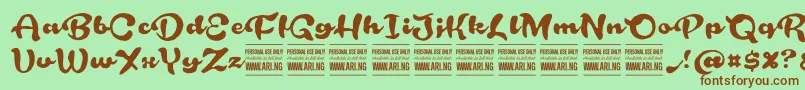 RoughrakooninPersonal Font – Brown Fonts on Green Background