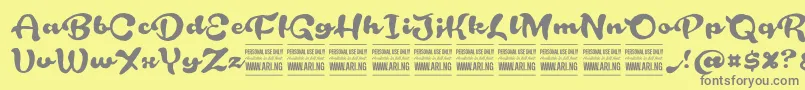 RoughrakooninPersonal Font – Gray Fonts on Yellow Background