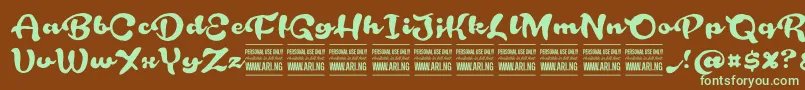 RoughrakooninPersonal Font – Green Fonts on Brown Background