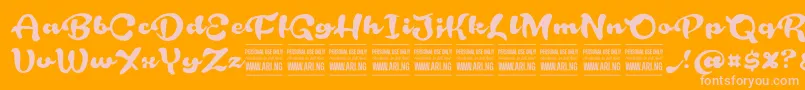 RoughrakooninPersonal Font – Pink Fonts on Orange Background