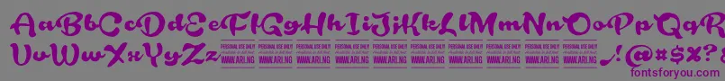RoughrakooninPersonal Font – Purple Fonts on Gray Background