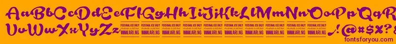 RoughrakooninPersonal Font – Purple Fonts on Orange Background