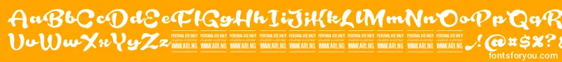 RoughrakooninPersonal Font – White Fonts on Orange Background