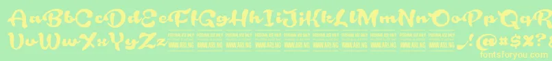 RoughrakooninPersonal Font – Yellow Fonts on Green Background