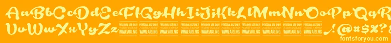 RoughrakooninPersonal Font – Yellow Fonts on Orange Background