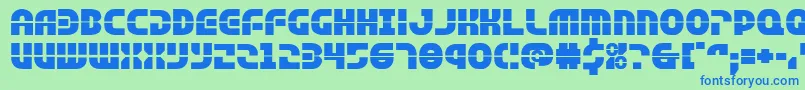 Czcionka Rebelcommandexpand – niebieskie czcionki na zielonym tle