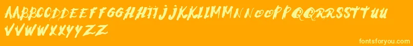 MorningstressRegular-Schriftart – Gelbe Schriften auf orangefarbenem Hintergrund