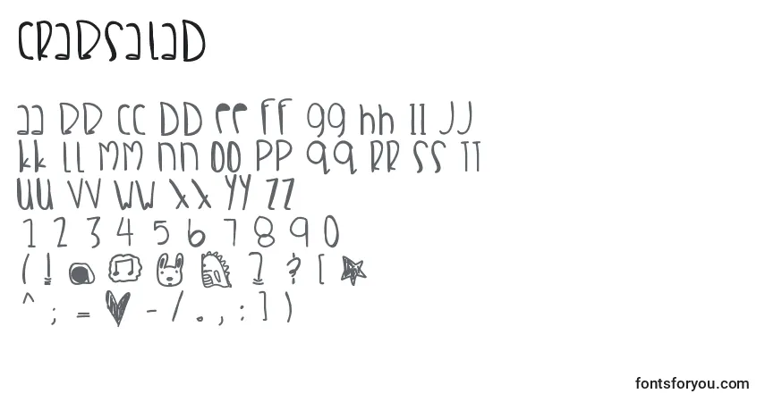 Schriftart Crabsalad – Alphabet, Zahlen, spezielle Symbole