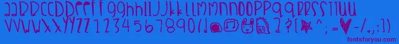 Crabsalad-Schriftart – Violette Schriften auf blauem Hintergrund