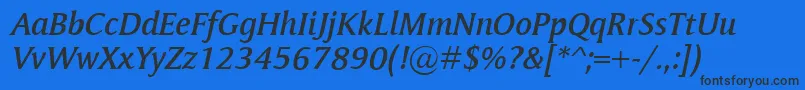 フォントMementoSemiboldItalic – 黒い文字の青い背景