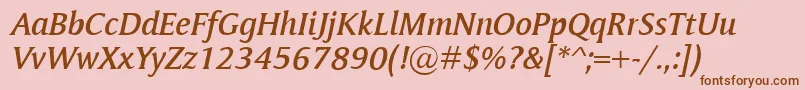 MementoSemiboldItalic Font – Brown Fonts on Pink Background