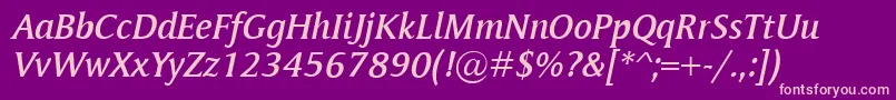 MementoSemiboldItalic Font – Pink Fonts on Purple Background