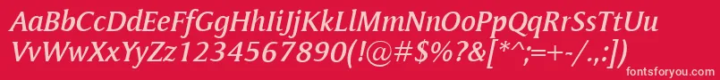 MementoSemiboldItalic Font – Pink Fonts on Red Background