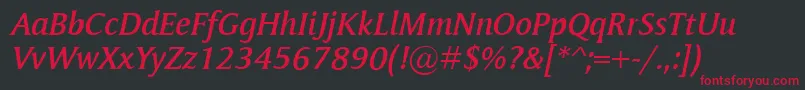 MementoSemiboldItalic Font – Red Fonts on Black Background