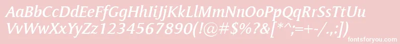 MementoSemiboldItalic-fontti – valkoiset fontit vaaleanpunaisella taustalla