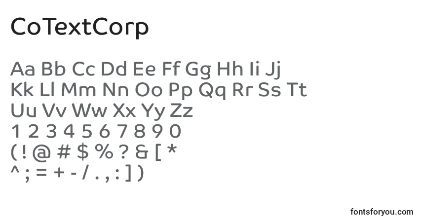 A fonte CoTextCorp – alfabeto, números, caracteres especiais