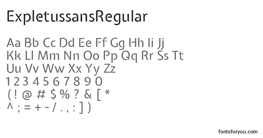 Schriftart ExpletussansRegular – Alphabet, Zahlen, spezielle Symbole
