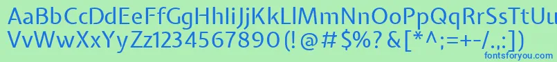 ExpletussansRegular-fontti – siniset fontit vihreällä taustalla