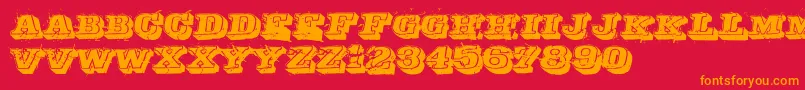 Depraved Font – Orange Fonts on Red Background