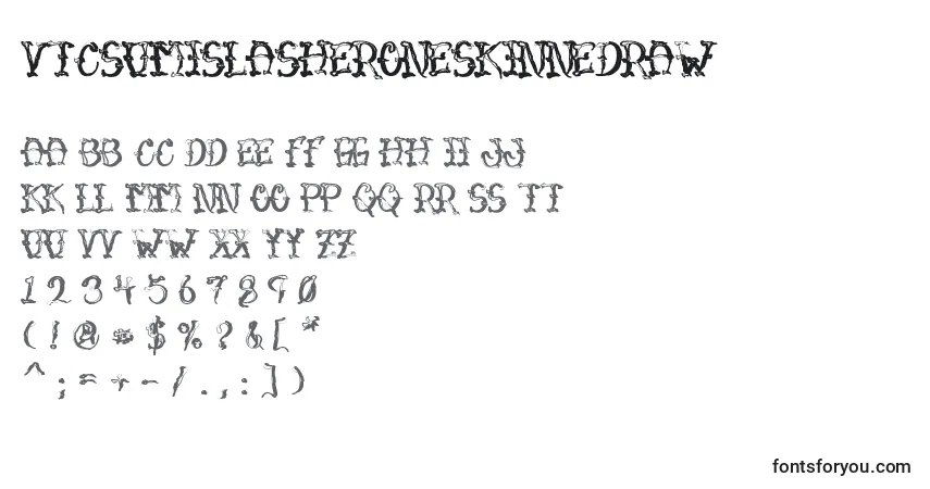 Czcionka VtcSumislasheroneskinnedraw – alfabet, cyfry, specjalne znaki