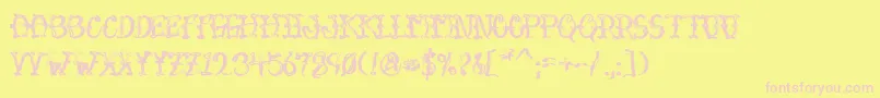VtcSumislasheroneskinnedraw-Schriftart – Rosa Schriften auf gelbem Hintergrund