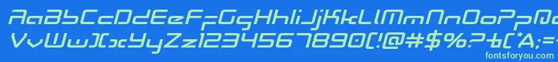 Radiospaceexpandital Font – Green Fonts on Blue Background