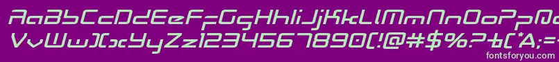 Radiospaceexpandital Font – Green Fonts on Purple Background