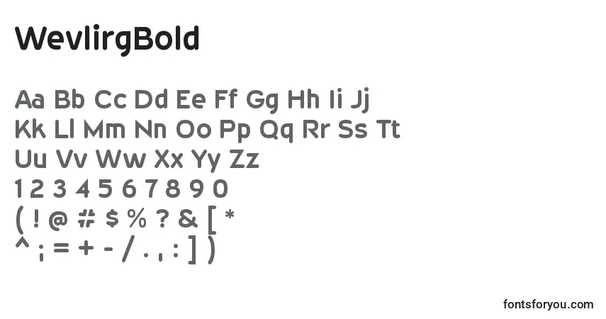 Schriftart WevlirgBold – Alphabet, Zahlen, spezielle Symbole
