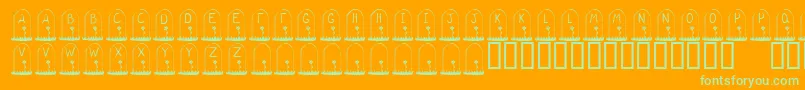 Подробнее о шрифте KrGravestone Шрифт KrGravestone – зелёные шрифты на оранжевом фоне