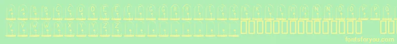 KrGravestone-Schriftart – Gelbe Schriften auf grünem Hintergrund