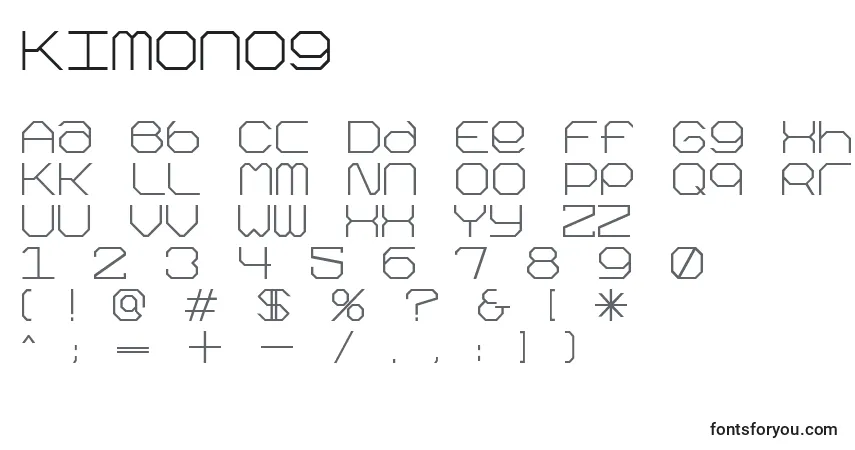 Schriftart Kimonog – Alphabet, Zahlen, spezielle Symbole