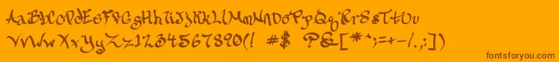 Calligravity-fontti – ruskeat fontit oranssilla taustalla