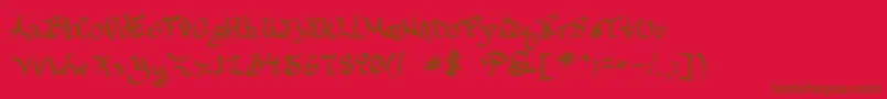 Calligravity Font – Brown Fonts on Red Background