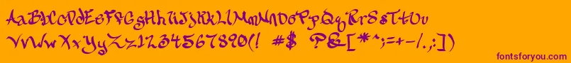 Calligravity Font – Purple Fonts on Orange Background