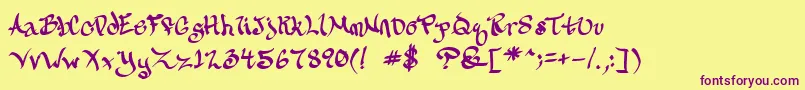 Calligravity Font – Purple Fonts on Yellow Background