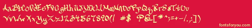 Calligravity Font – Yellow Fonts on Red Background