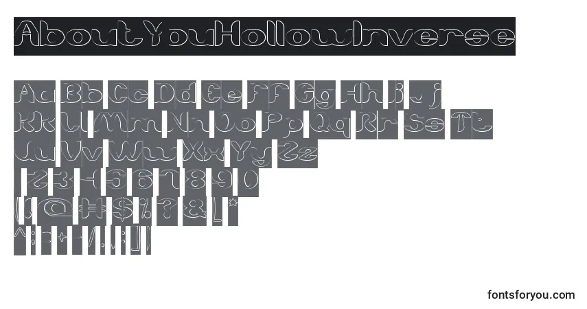 A fonte AboutYouHollowInverse – alfabeto, números, caracteres especiais