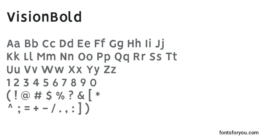 Czcionka VisionBold – alfabet, cyfry, specjalne znaki