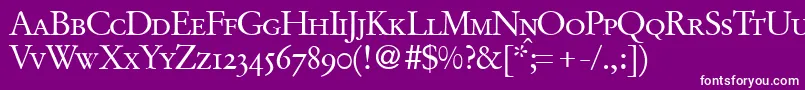 GaramondoriginalsmcRegularDb-fontti – valkoiset fontit violetilla taustalla