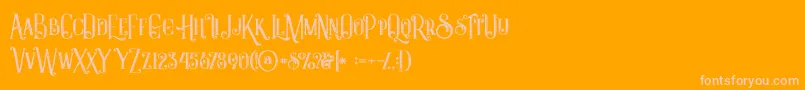 Castileinlinegrunge-Schriftart – Rosa Schriften auf orangefarbenem Hintergrund