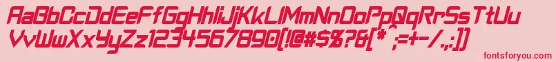 CyberverseCondensedBoldItalic Font – Red Fonts on Pink Background