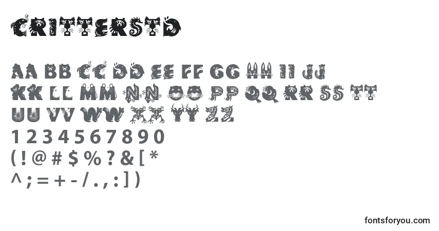A fonte Critterstd – alfabeto, números, caracteres especiais