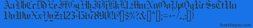 Nakdmonk-Schriftart – Schwarze Schriften auf blauem Hintergrund