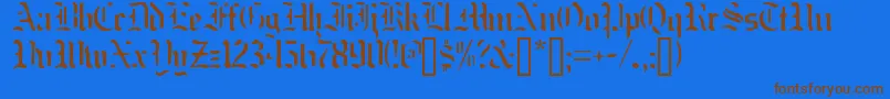 Nakdmonk Font – Brown Fonts on Blue Background