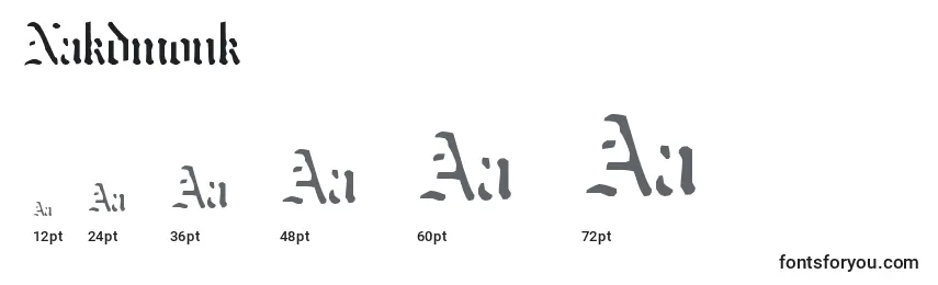 Nakdmonk Font Sizes